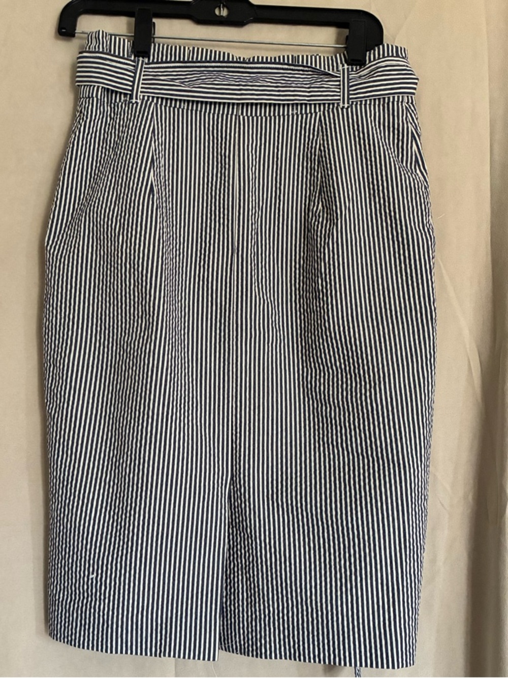 Ann Taylor Black and White Striped Tie-Waist Pencil Skirt - Picture 2 of 11